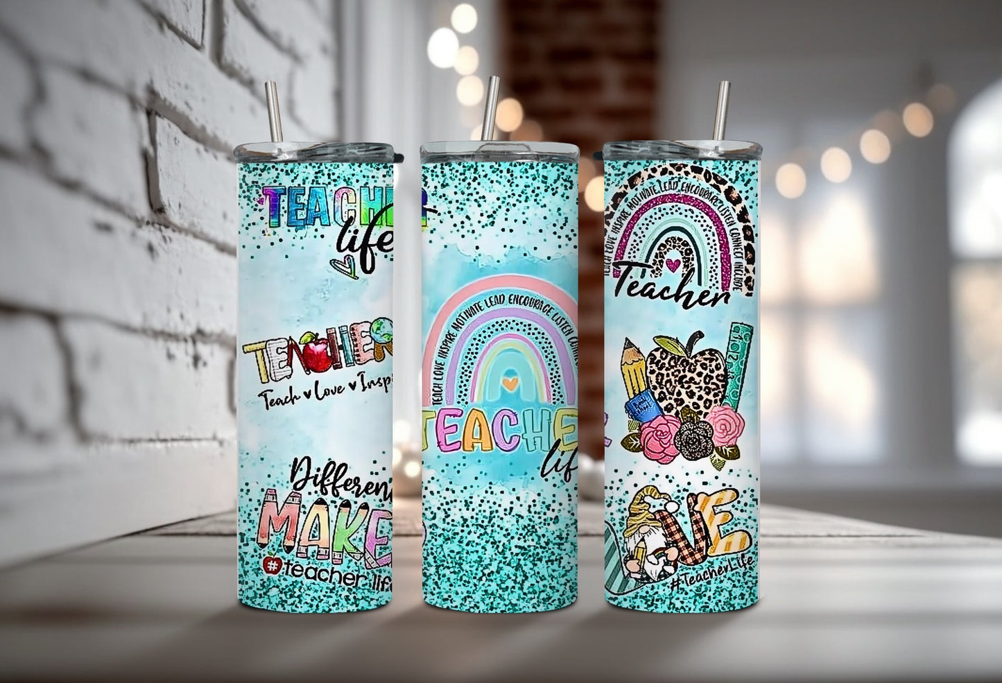 Blue Glitter Teacher 20oz