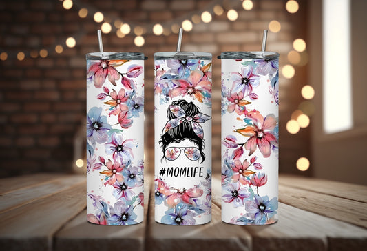 Water Color Flower Mom Life 20oz