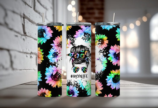 Rainbow Sunflower Mom Life 20oz