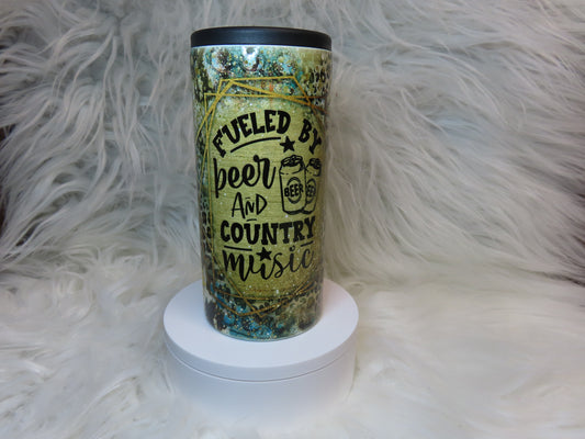 Fueled by Beer Skinny Can Coozie