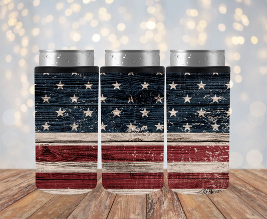 American Flag 12oz Can Cooler