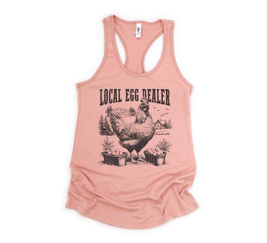 Local Egg Dealer Racerback Tank